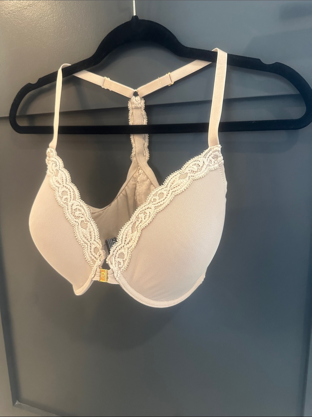 Natori Feathers Nude Lace-Trim T-Shirt Bra with Racerback